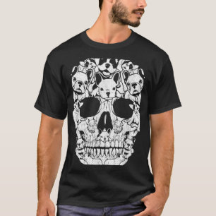 Bulldog Dog Skull Halloween Costumes Gift T-shirt
