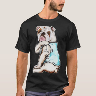 Bulldog Dog Tattoo I Love Mam Moederdag Lover T-shirt