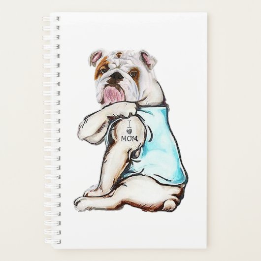 Bulldog Dog Tattoo Ik hou van mam Planner (Voorkant)