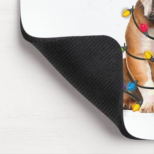 Bulldog Dog Tree Christmas Lights Xmas Pajama  Muismat (Hoek)