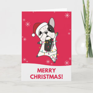 Bulldog Dogs Merry KerstWinter Animals Kaart