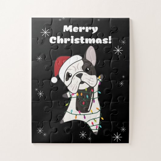 Bulldog Dogs Merry KerstWinter Animals Legpuzzel (Verticaal)