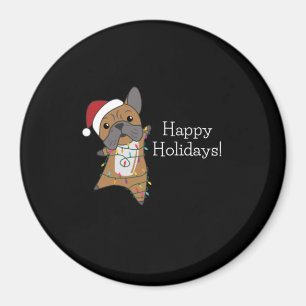 Bulldog Dogs Merry KerstWinter Animals Magneet