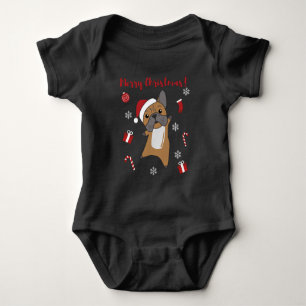Bulldog Dogs Merry KerstWinter Animals Romper