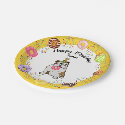 Bulldog Donuts Birthday Party Paper Bord (Gekanteld)