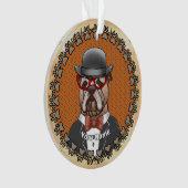 Bulldog draagt een bril ornament (voorkant)