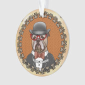 Bulldog draagt een bril ornament (voorkant)