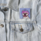 Bulldog draagt tiara vierkante button 5,1 cm (In situ)