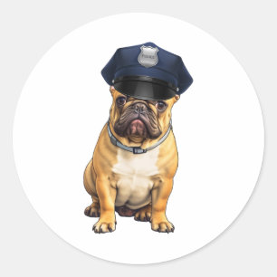Bulldog Dragen van politie Pet Ronde Sticker