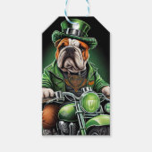 Bulldog Driving Bike St. Patrick's Day Cadeaulabel (Voorkant)