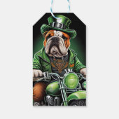 Bulldog Driving Bike St. Patrick's Day Cadeaulabel (Achterkant)