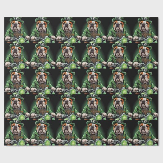 Bulldog Driving Bike St. Patrick's Day Cadeaupapier (Vlak)