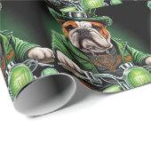 Bulldog Driving Bike St. Patrick's Day Cadeaupapier (Rol Hoek)