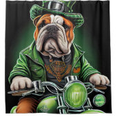 Bulldog Driving Bike St. Patrick's Day Douchegordijn (Voorkant)