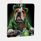 Bulldog Driving Bike St. Patrick's Day Keramisch Ornament (Rechts)