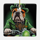 Bulldog Driving Bike St. Patrick's Day Keramisch Ornament (Achterkant)