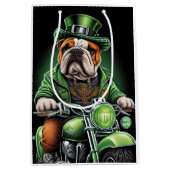 Bulldog Driving Bike St. Patrick's Day Medium Cadeauzakje (Voorkant)