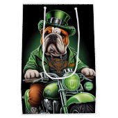 Bulldog Driving Bike St. Patrick's Day Medium Cadeauzakje (Achterkant)
