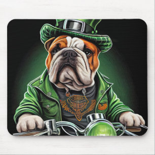 Bulldog Driving Bike St. Patrick's Day Muismat