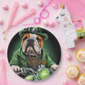 Bulldog Driving Bike St. Patrick's Day Papieren Bordje (Feest)