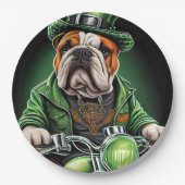 Bulldog Driving Bike St. Patrick's Day Papieren Bordje (Voorkant)
