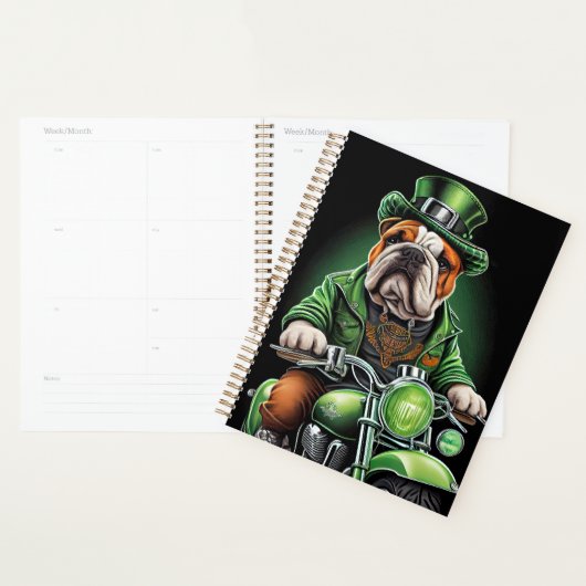 Bulldog Driving Bike St. Patrick's Day Planner (Display)