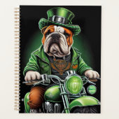 Bulldog Driving Bike St. Patrick's Day Planner (Voorkant)