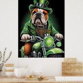 Bulldog Driving Bike St. Patrick's Day Poster (Keuken)