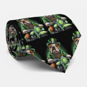 Bulldog Driving Bike St. Patrick's Day Stropdas (Opgerold)