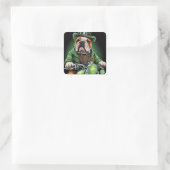 Bulldog Driving Bike St. Patrick's Day Vierkante Sticker (Tas)