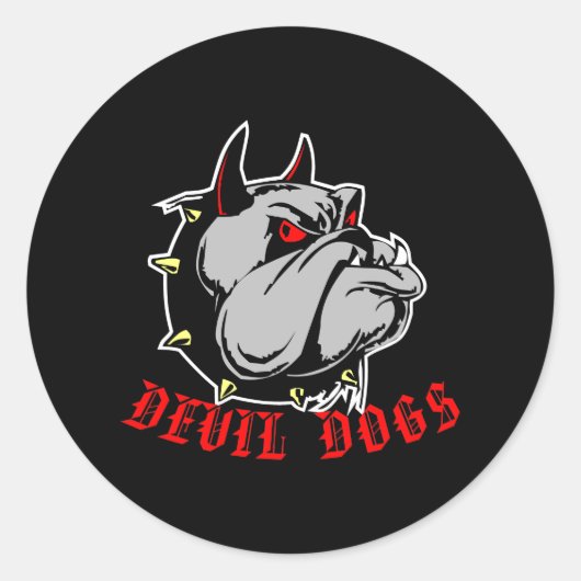 Bulldog Duivel Honden Zwart Ronde Sticker (Voorkant)