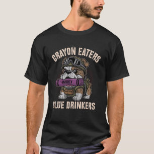 Bulldog EET Krijtjes MRE Eters Lijm Drinkers Milit T-shirt