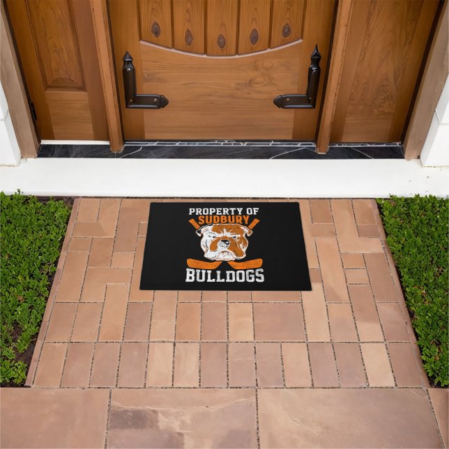 Bulldog Eigendom van Sudbury Bulldogs Pet Dog Deurmat (Buiten)