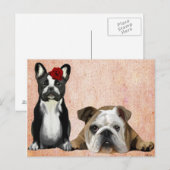 Bulldog en English Bulldog Briefkaart (Voorkant / Achterkant)