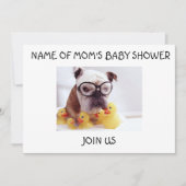BULLDOG EN RUBBER DUCKIES BABY SHOWER INVITATIE KAART (Voorkant)