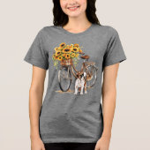 Bulldog en zonnebloem fiets Tri-Blend shirt (Voorkant)