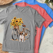 Bulldog en zonnebloem fiets Tri-Blend shirt