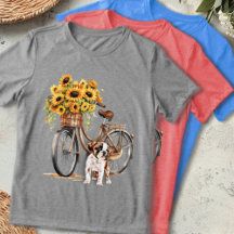Bulldog en zonnebloem fiets