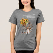 Bulldog en zonnebloem-fiets Tri-Blend shirt (Voorkant)