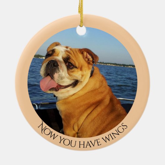 Bulldog Engel Gepersonaliseerd Memorial Keramisch Keramisch Ornament (Achterkant)