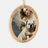 Bulldog Engel Gepersonaliseerd Memorial Keramisch Ornament (Rechts)