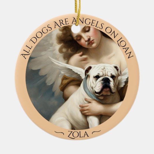 Bulldog Engel Gepersonaliseerd Memorial Keramisch Ornament (Voorkant)