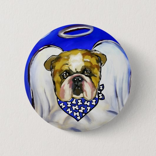 Bulldog Engel Ronde Button 5,7 Cm (Voorkant)