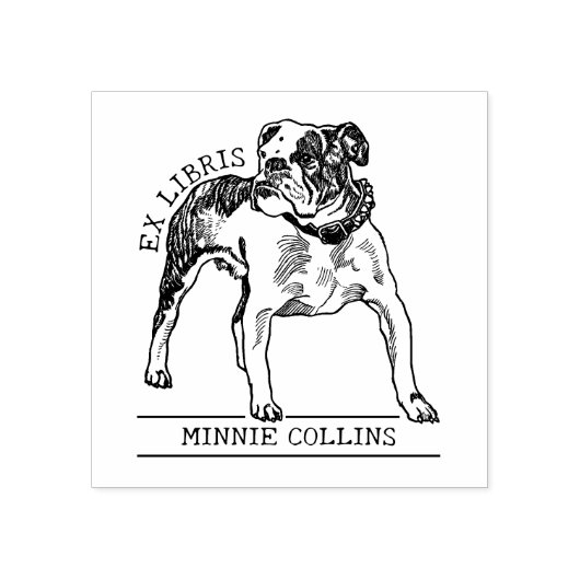  Bulldog Ex Libris Bibliotheekboek Rubberstempel (Afrduk)