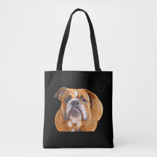 Bulldog Face - English Bulldog, Brown Tote Bag