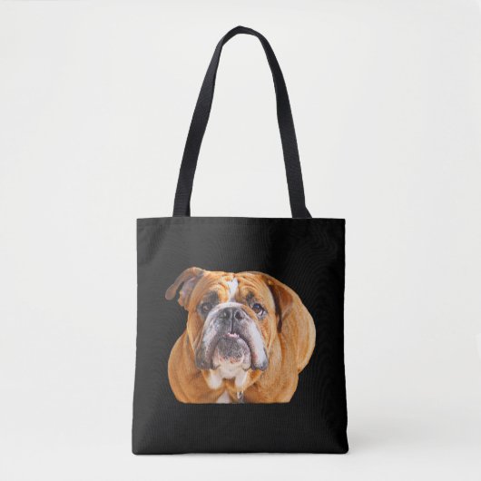 Bulldog Face - English Bulldog, Brown Tote Bag (Voorkant)