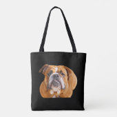 Bulldog Face - English Bulldog, Brown Tote Bag (Achterkant)