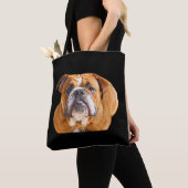 Bulldog Face - English Bulldog, Brown Tote Bag (Dichtbij)