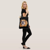 Bulldog Face - English Bulldog, Brown Tote Bag (Op model)