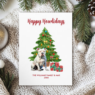 Bulldog Familie Kerstmis Feestdagenkaart